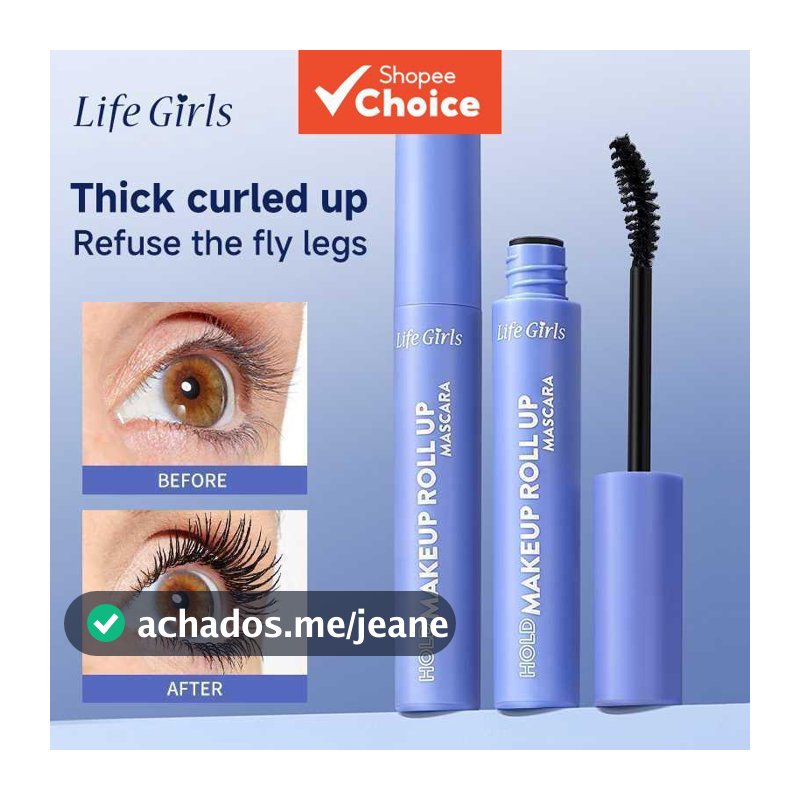 Life Girls Máscara de Cílios à Prova d'Água, à Prova de Manchas & Curvadora para Cílios Volumosos e Naturais, Com Base