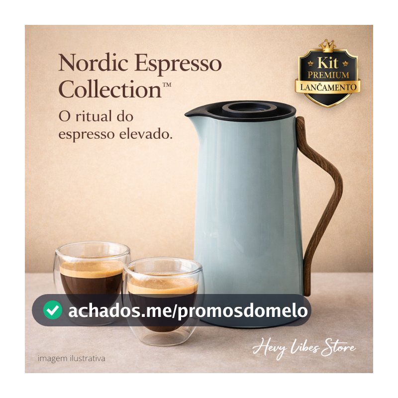 Kit Garrafa Térmica Jarro 1L + 2 Copos Vidro Dupla Camada 90ml Espresso Café Elegante Prem