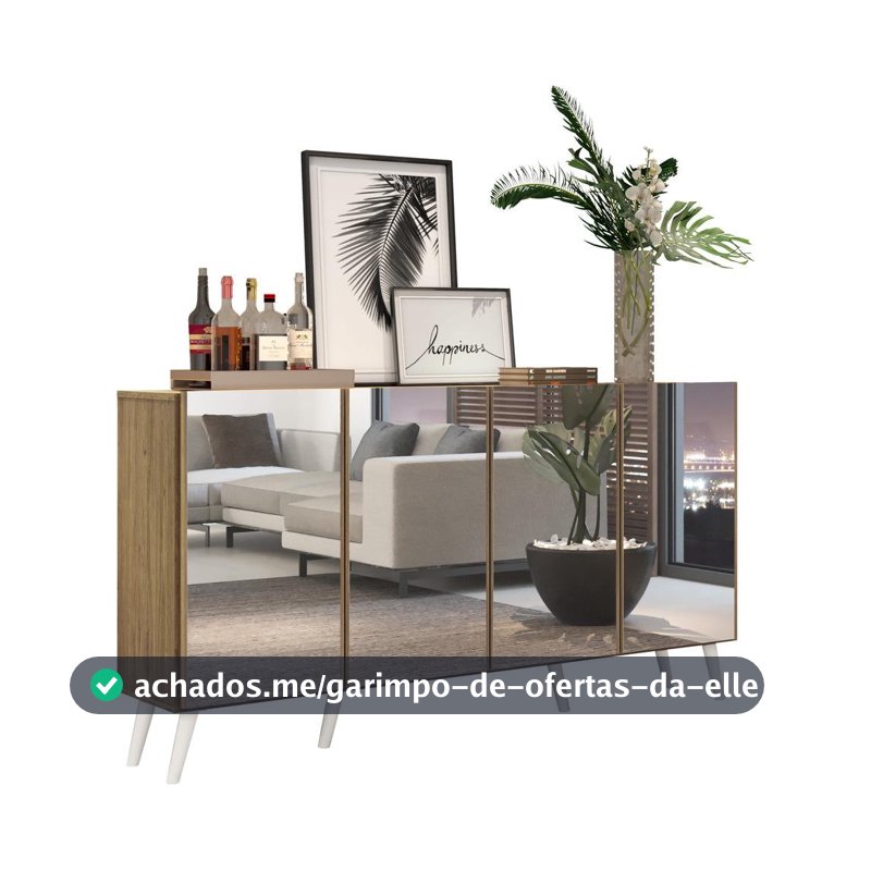 Aparador Buffet 4 portas com Espelho Retrô Vegas Multimóveis V3559