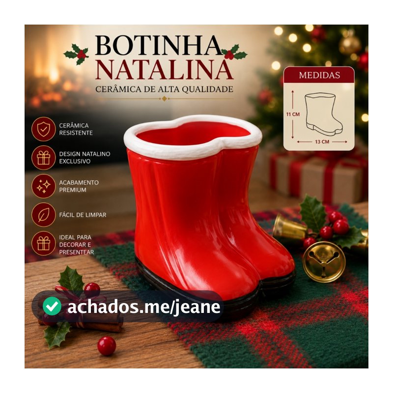 Botinha de Papai Noel para Decoração Natalina Enfeite de Natal