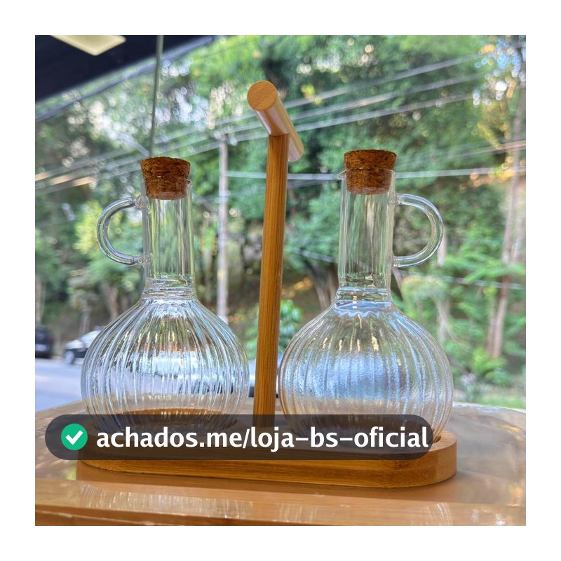 Kit Galheteiro de Vidro com Suporte de Bambu  Boho 300ML - 3pçs