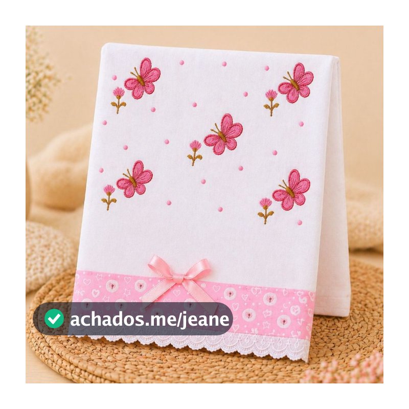 Toalha Fralda de Banho Bordada Cueiro Bebe 1mx70cm  Tecido Duplo 100% Algodão Enxoval Recém Nascido