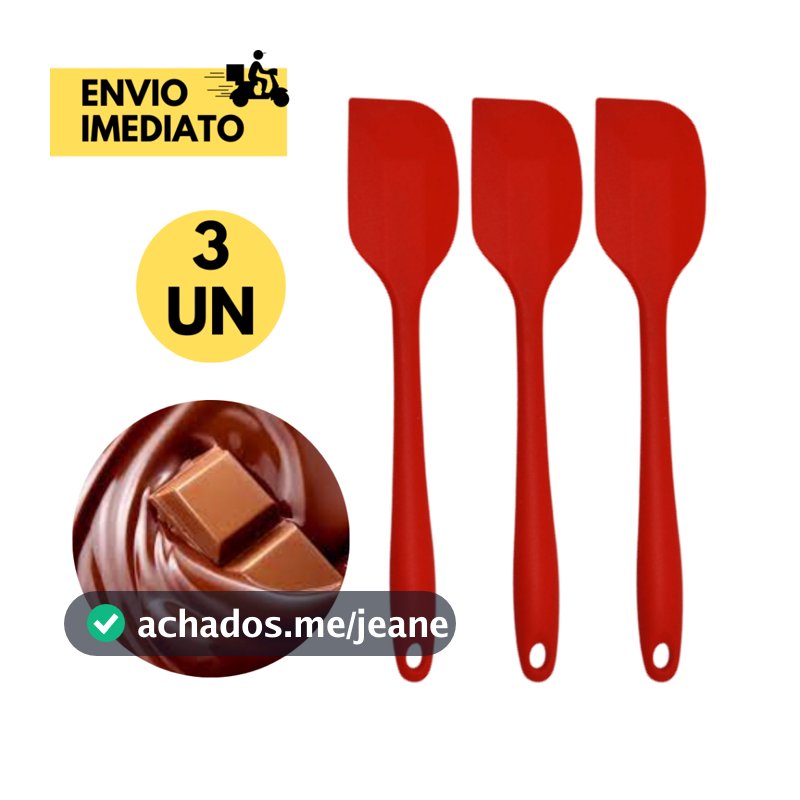 Kit 3 Espátula Pão Duro  Silicone Casa Cozinha Buffet Restaurante Sobremesas Bolos Chocolate Receita