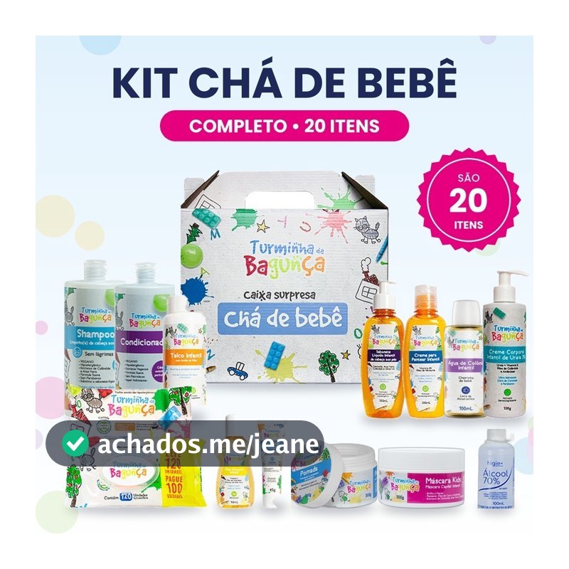 Kit Chá de Bebê Completo 20 Itens Turminha da Bagunça Higiene Bebê Presente Enxoval Maternidade Toalha Umedecida