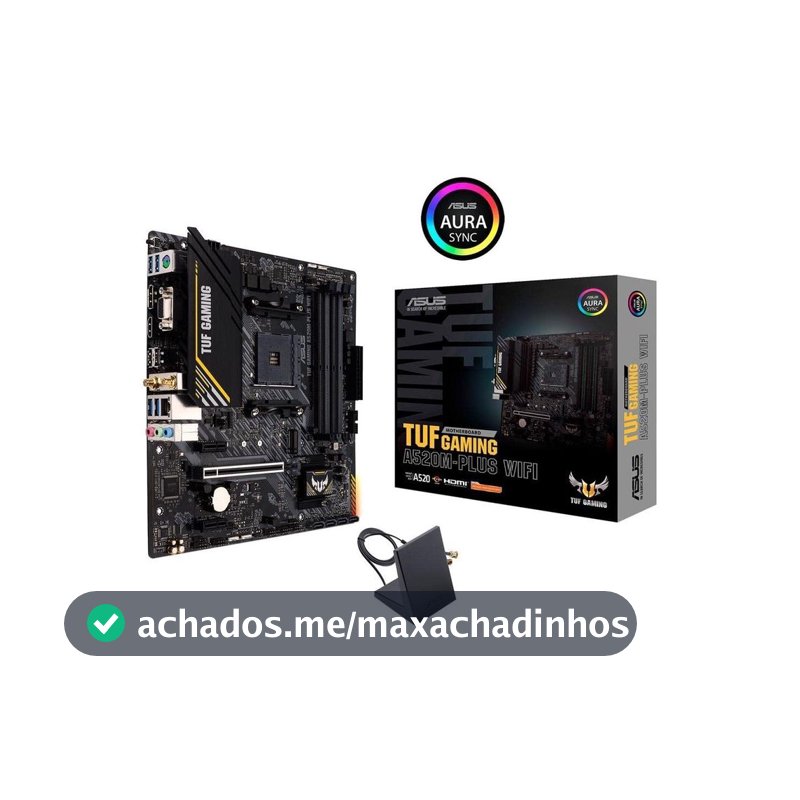 Placa Mãe ASUS TUF GAMING A520M-PLUS WIFI AMD AM4 RGB mATX DDR4 Preto - 90MB17F0-M0EAY0