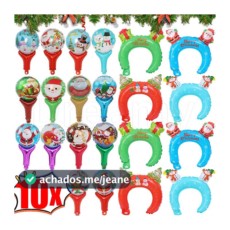 10 Unidades De Balões Portáteis De Morcego De Natal-Faixa De Cabeça Inflável De Boneco De Neve De Papai Noel-Decoração D