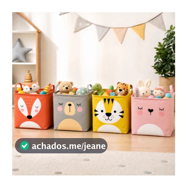 Cesto Dobrável Quardrado Organizador Multiuso Animal-Bazar inter