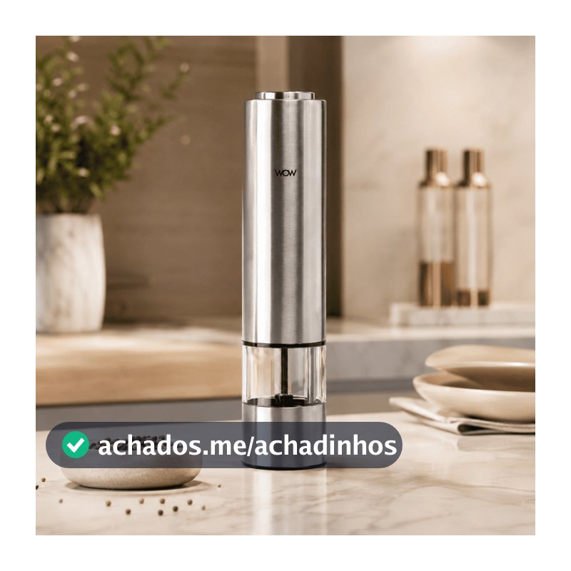 Moedor de Pimenta e Sal Eletrico em Aço Inox Temperos