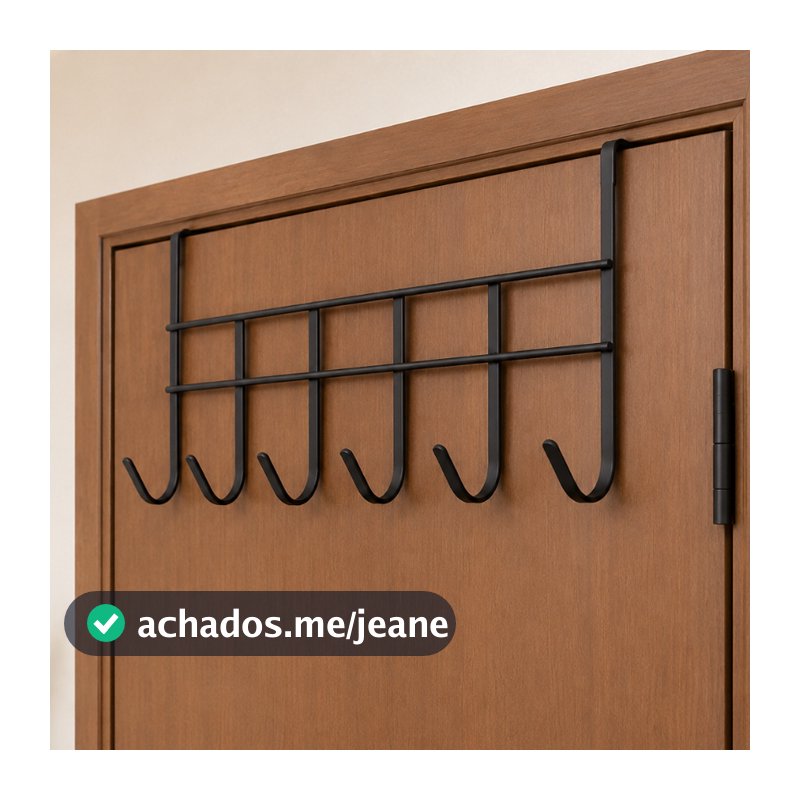 Cabide De Porta 6 Ganchos Para Porta Pendurar Toalha Roupas Sem Furar Metal 45cm