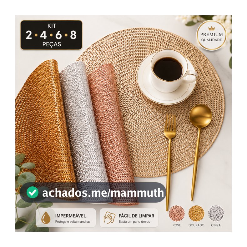 Kit 2/4/6/8 Jogo Americano Redondo Impermeável Sousplat Para Mesa Jantar