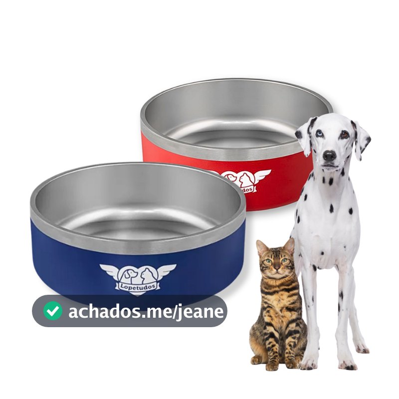 Comedouro Cachorro Inox 1,2L Antiderrapante Pote de Ração e Bebedouro para Cachorro e Gato Premium