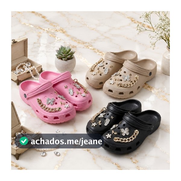 Sandália  Feminina Confortável EVA com Pingentes Aleatórios Luxo Varias cores