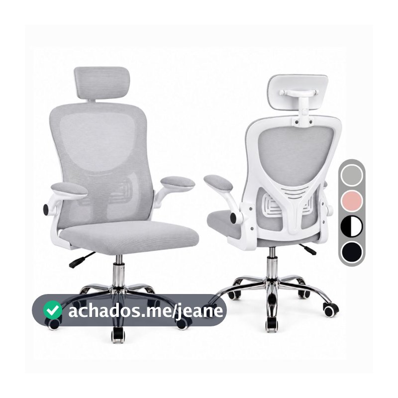 Cadeira Giratória Office Supreme Mesh Escritório Ergonômica com Encosto Reclinável