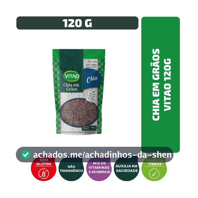 Chia Em Grãos Sem Glúten Vitao 120 g