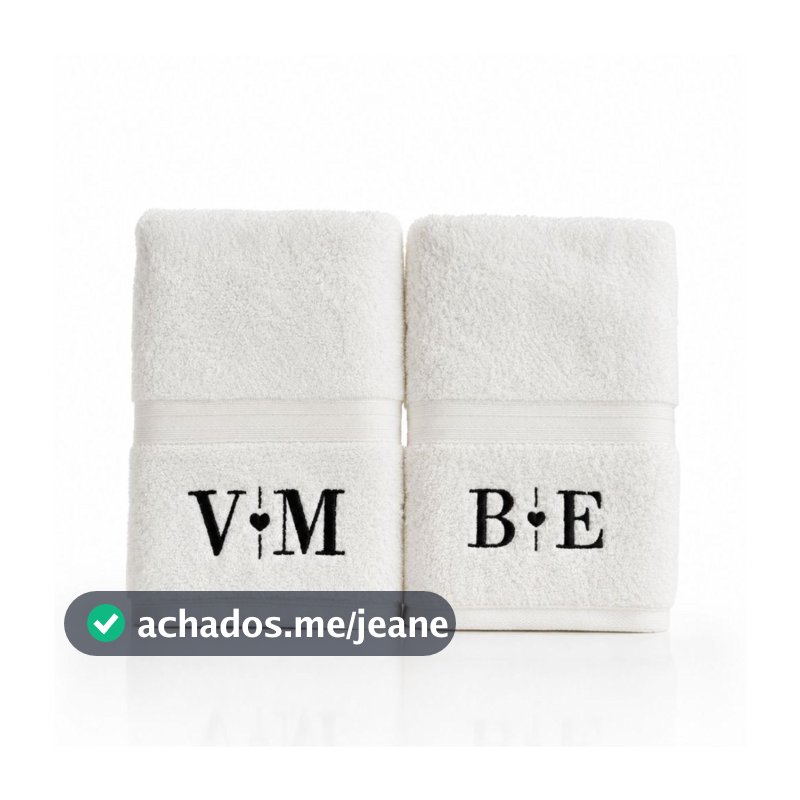 Kit Casal 2 Toalhas de Lavabo (mão) em Algodão Egípcio com Letra Bordada Personalizada Presente Enxoval