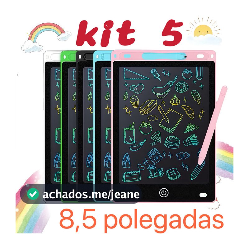 Kit 5 Lousa Mágica Tela Lcd Tablet Infantil De Escrever E Desenhar 8.5 Polegadas brinquedo infantil Para