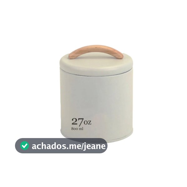 Pote mantimentos Ou 800ml Linha Sense em metal com alça em Bambu