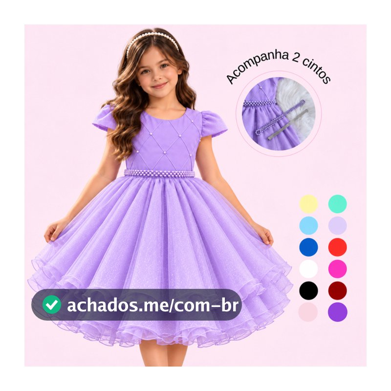 Vestido Infantil Juvenil Curto Princesa Nervura Com Saia De Brilho Festa