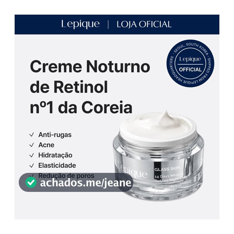 Lepique Loja Oficial｜Creme Noturno com Retinol 50ml｜Creme Noturno Ultimate｜Colágeno, Centella, Ácido Hialurônico｜Cuidado Anti-Idade Premium｜Sem Fragrância｜Feito na Coreia