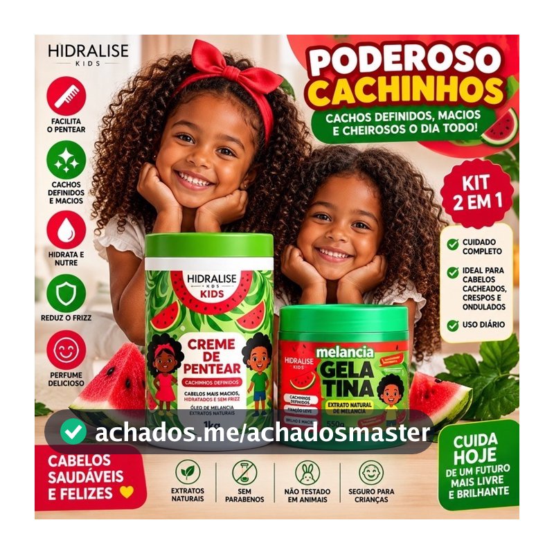 Kit 2 Produtos Hidralise Creme 1kg + Gelatina 500G Definição Dos Cachos Sem Frizz Para Cachos