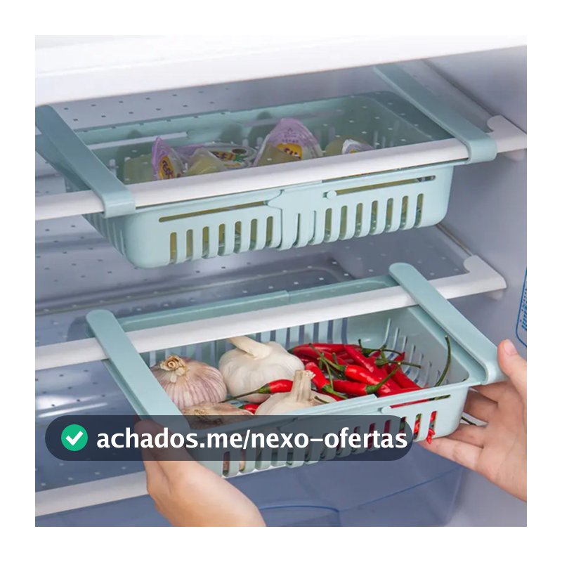Cesto Organizador De Geladeira Multiuso Gaveta Retrátil Ajustável Prático Portátil