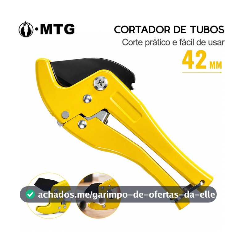 Cortador de Tubo PVC 42mm MTG, Alicate Manual para Corte de Tubos PPR CPVC, Ferramenta de Encanador