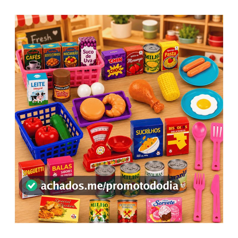 Mercadinho Feirinha Comidinhas Kit Brinquedo Menina Infantil Cozinha Legumes Frutinhas Interativo