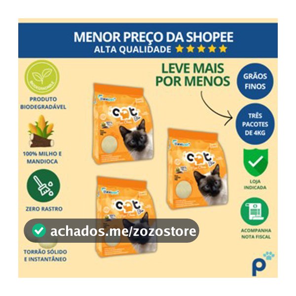 Areia Higiênica Biodegradável Catbio 12 Kg (3 pacotes de 4 kg) - Max Clean - Grãos Finos - novo