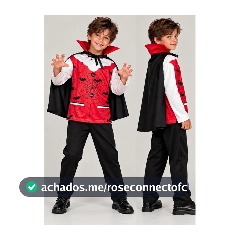 Fantasia Vampiro Infantil de Halloween Com Capa