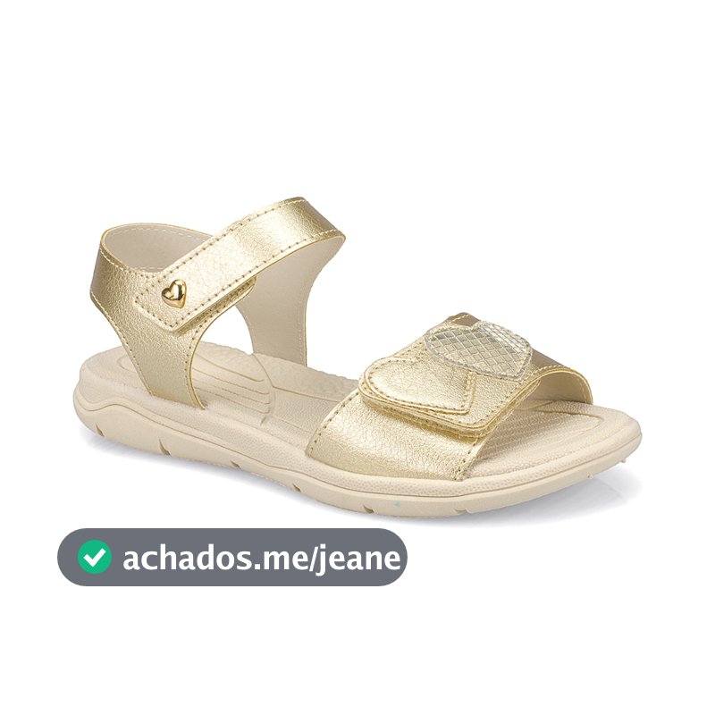 Sandália Infantil Menina Papete Feminina Verão Coração Brilho 4207 Pequito
