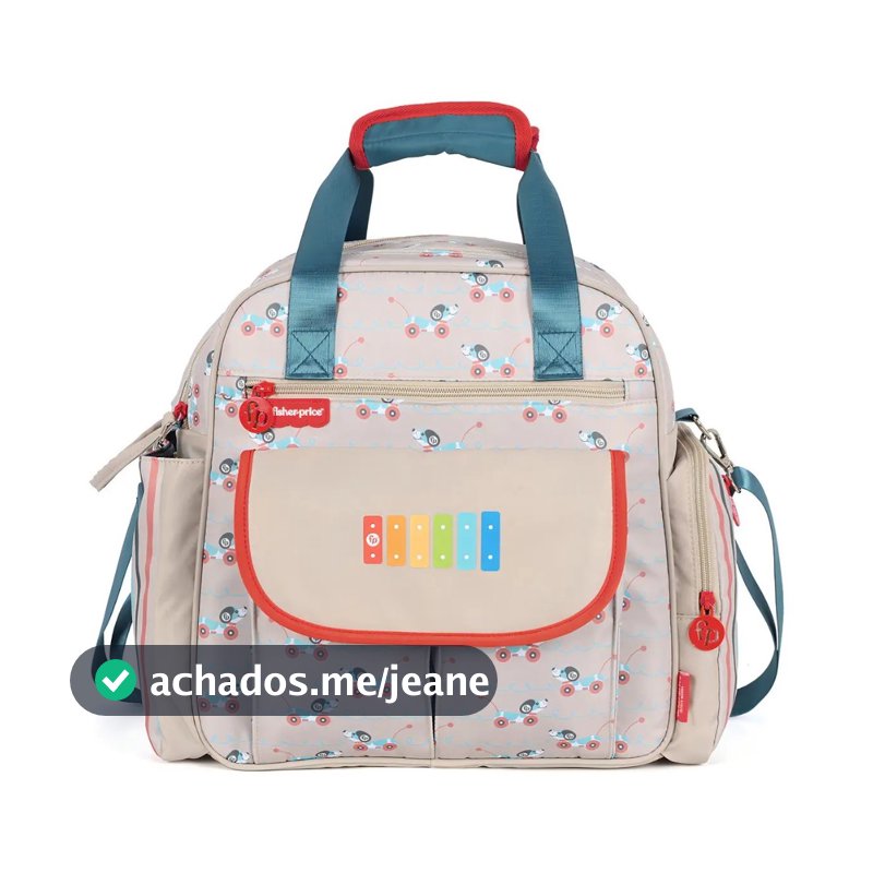 Sacola Maternidade Com Trocador Bebê Fisher Price Cor Bege