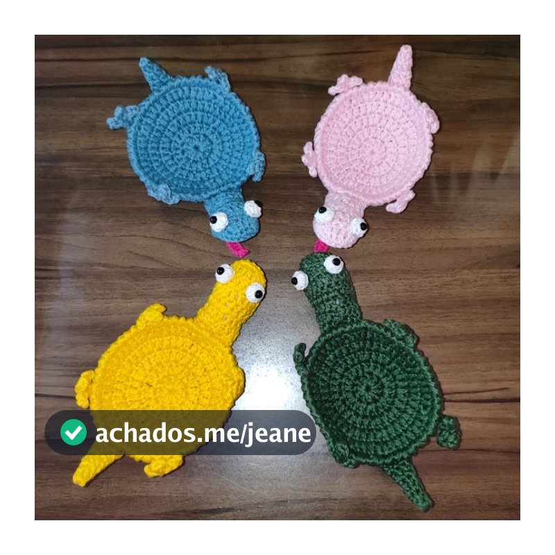 Porta-Copos lagarto gritando crochê