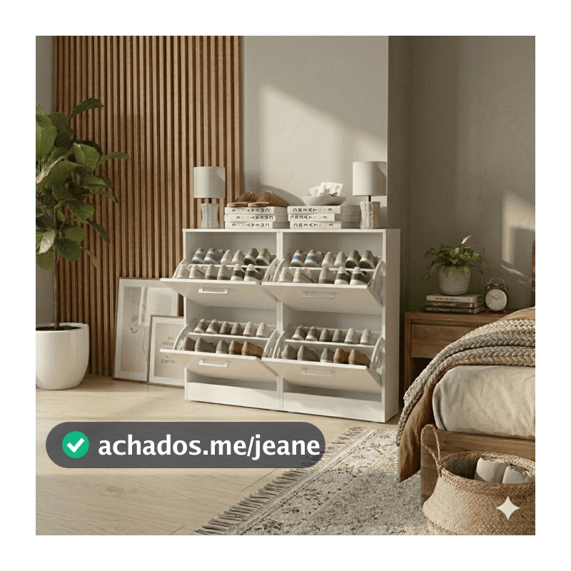 Sapateira Compacta Basculante Moderna 2 Portas Organizador de Sapatos Multiuso