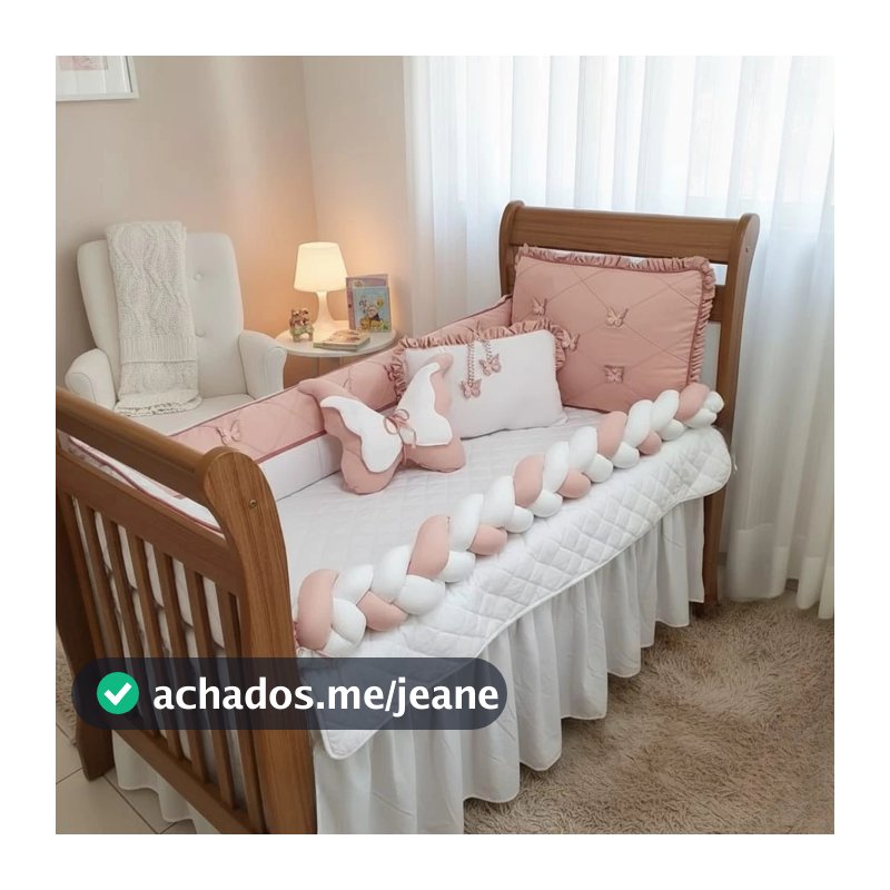 Kit Berço Americano 9 peças meninas SEM MOSQUITEIRO COM SAIA Borboleta de asa