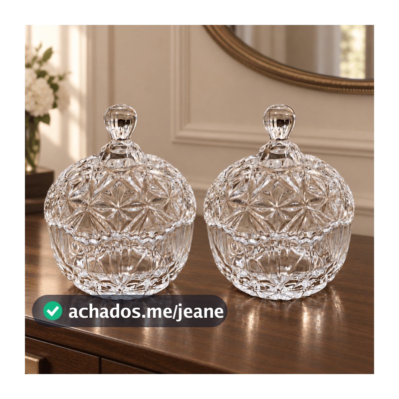 Kit 2 Bomboniere De Vidro MARGUERITA COM TAMPA Pote Para Doces Balas Mesa Posta Decorativa Decoração