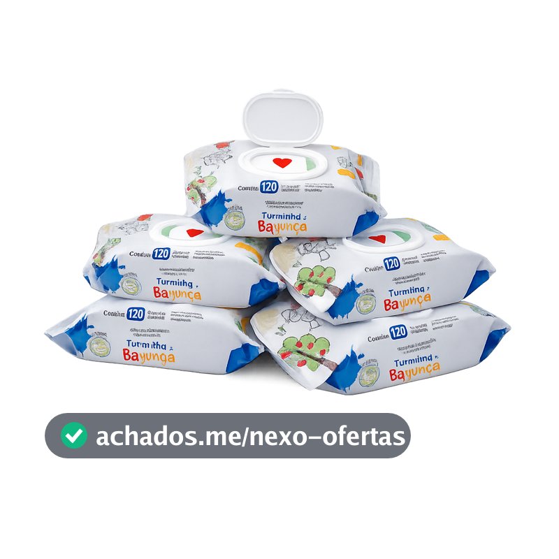 Kit 5 Toalhas Umedecidas Turminha da Bagunça 120 Folhas com Tampa Lenço Umedecido