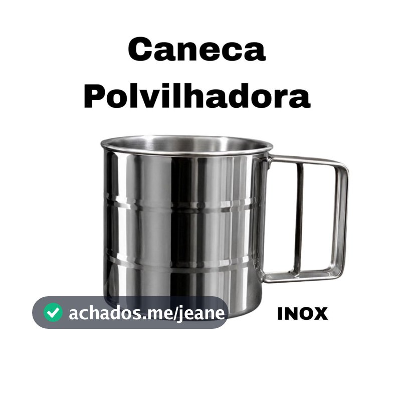 Caneca Polvilhadora Inox para Tapioca Farinha de Trigo Açúcar Confeiteiro Chocolate com Gatilho Manual