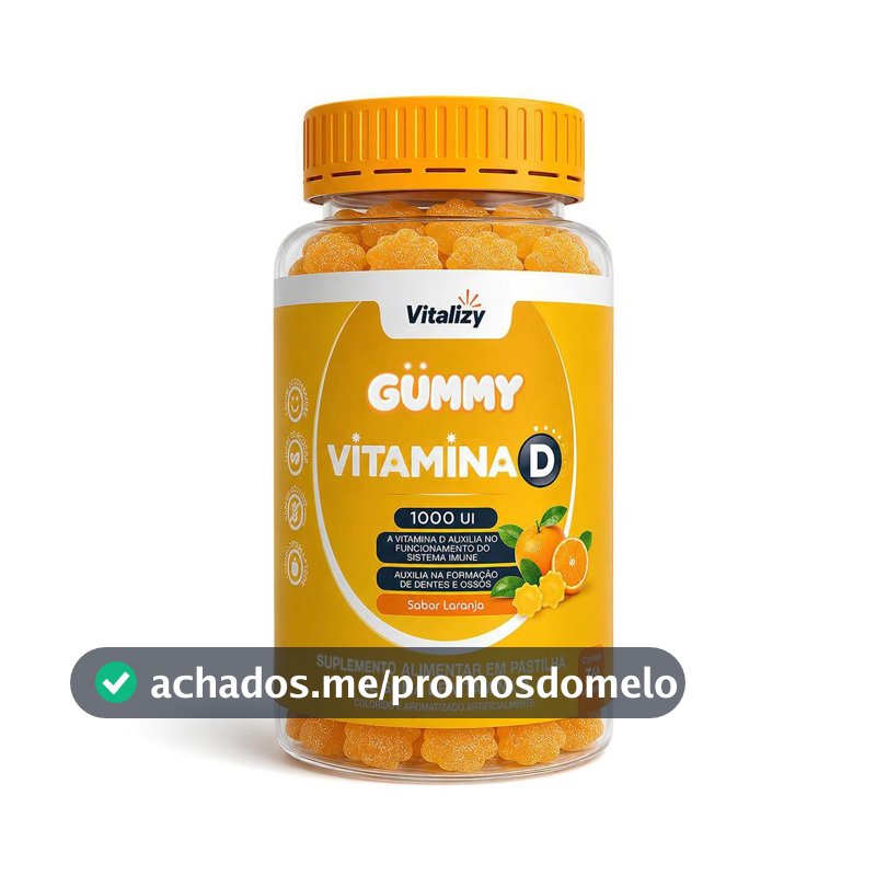 Vitamina D em Goma Gummy 30 Gomas Sabor Laranja Alto Teor Original Vitalizy