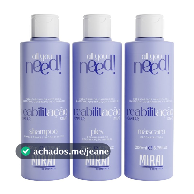 Kit Reabilitação Capilar 200ml Tratamento Anti-emborrachamento Recuperação Dos Fios Mirai Cosméticos