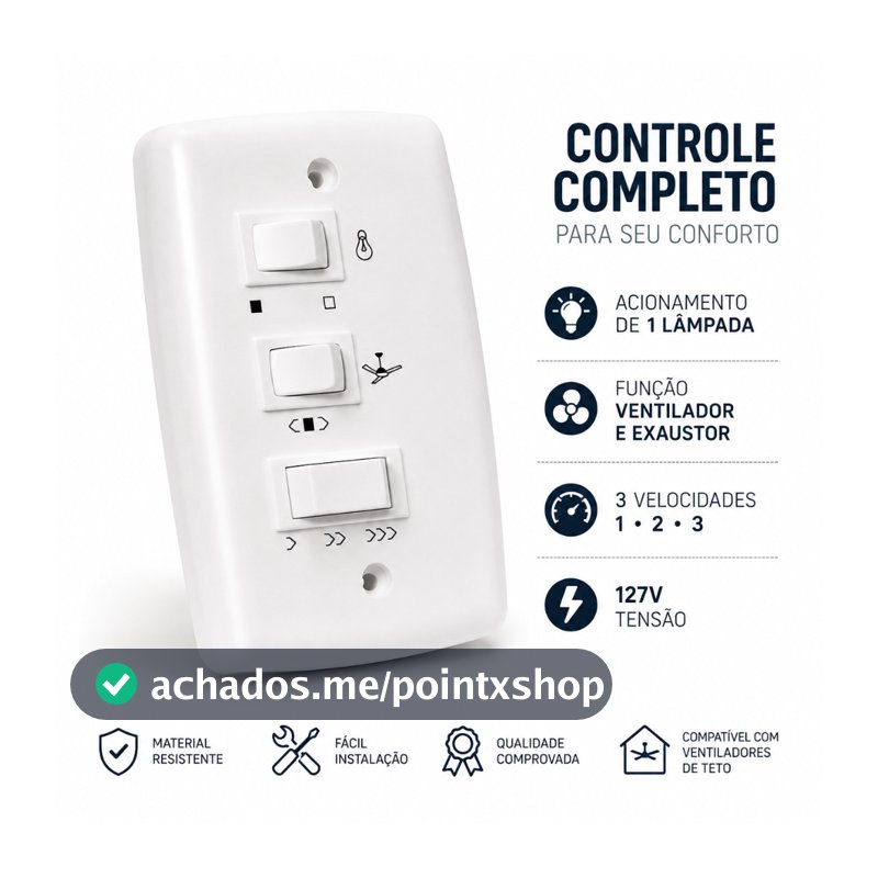Chave Controle Ventilador de Teto Com Capacitor 127V 3 Velocidades Lâmpada Ventilador Exaustor