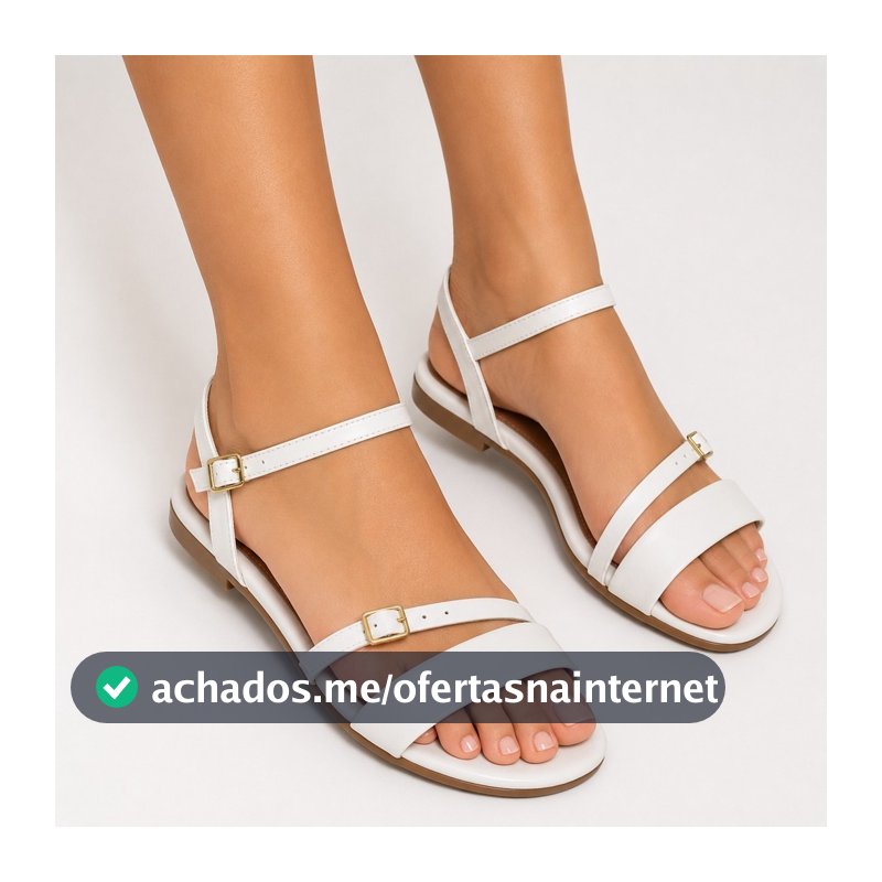 Sandália Feminina Rasteira Tiras Dupla Fivela Ajustável Confortável Casual Festa Dia a Dia Trabalho Verão Versatil Moda