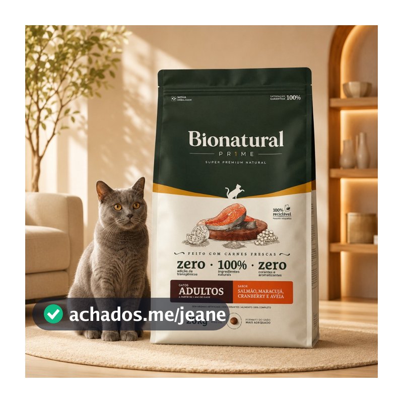 Ração SuperPremium Bionatural Prime para Gatos Adultos sabor Salmão 20 KG