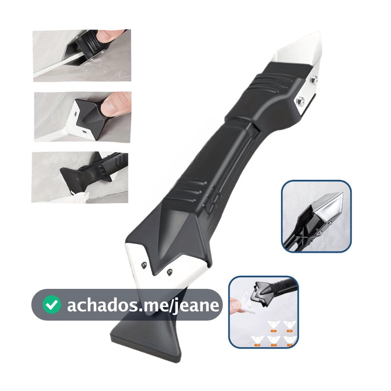 Espátula Para Aplicar e Raspar Rejunte Aplicação Silicone Plástico Raspador Remover Silicone Velho Multiuso 3 em 1 Parede Argamassa Insulfilm Epóxi Ferramenta de Limpeza e Acabamento Piso Massa Calafetagem Remove Rebarba Lâmina de Aço Inoxidável 50mm