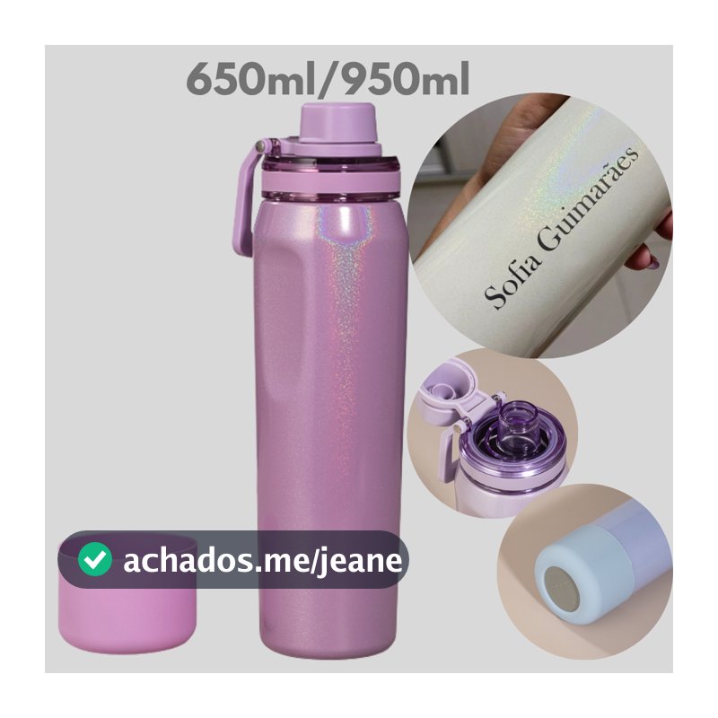 Garrafa Térmica 650ML 950ML Inox Premium Com Tampa Antivazamento Bico Rosqueável Bebida Quente Fria