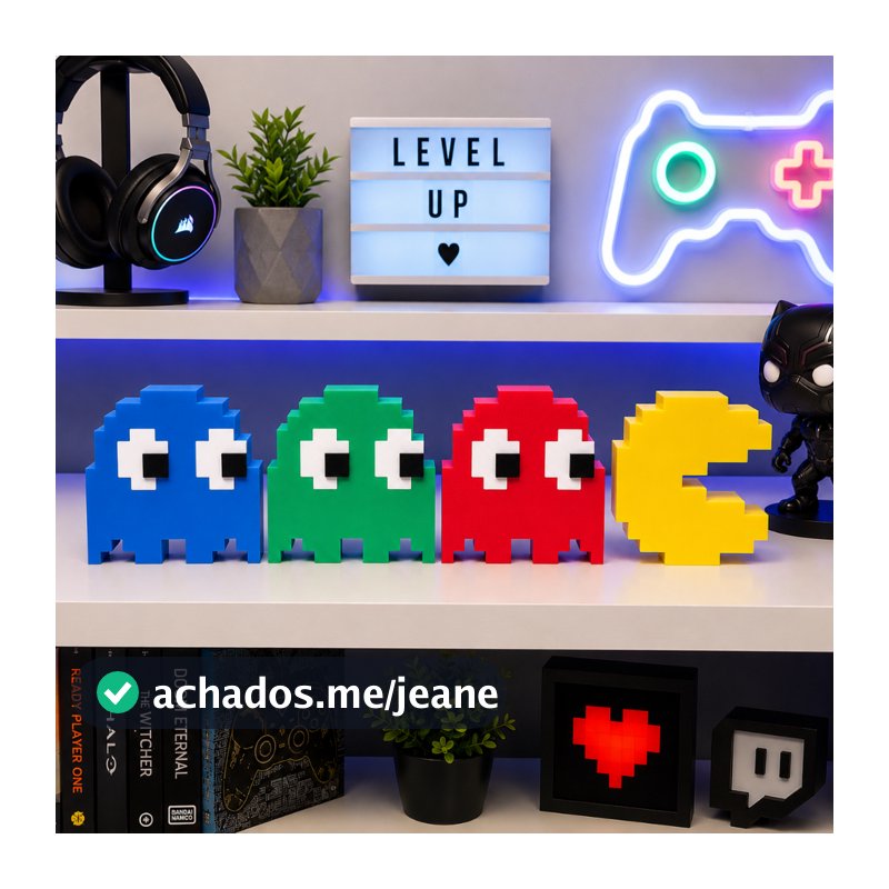 Kit Pac Man Retrô Nostalgia para Setup Gamer | Decoração Geek Premium | Presente Para Quarto Gamer