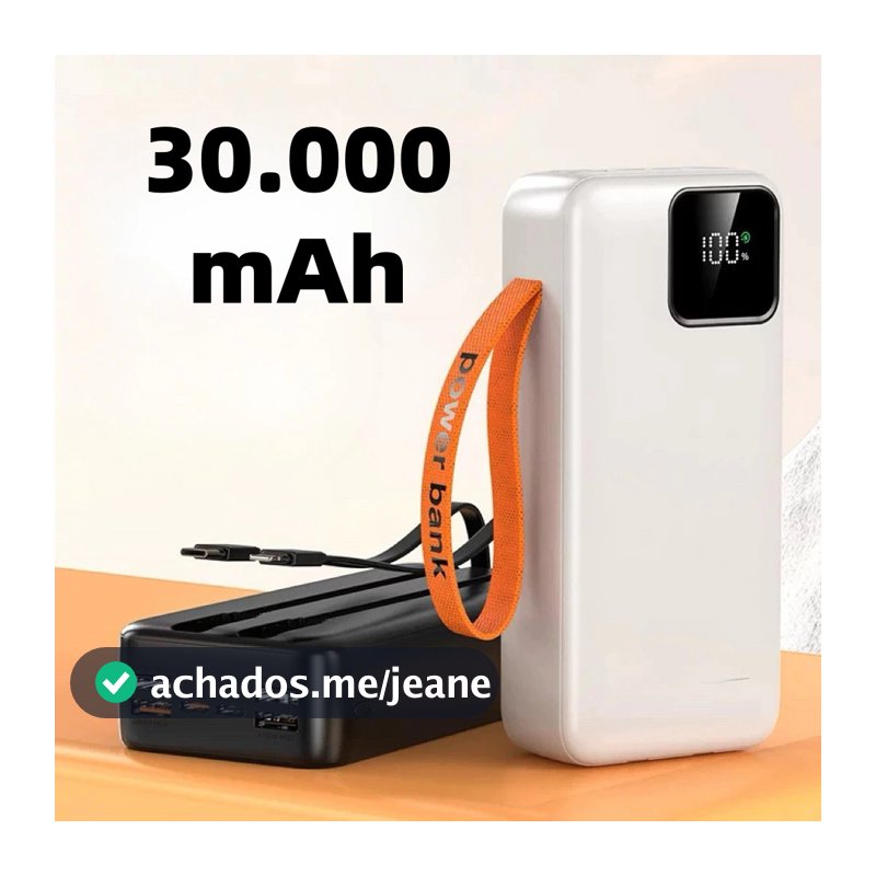 Power Bank 30000mAh com Carregamento Ultrarrápido 22,5W PD, Turbo para Celular e Notebook-SOL TECHO