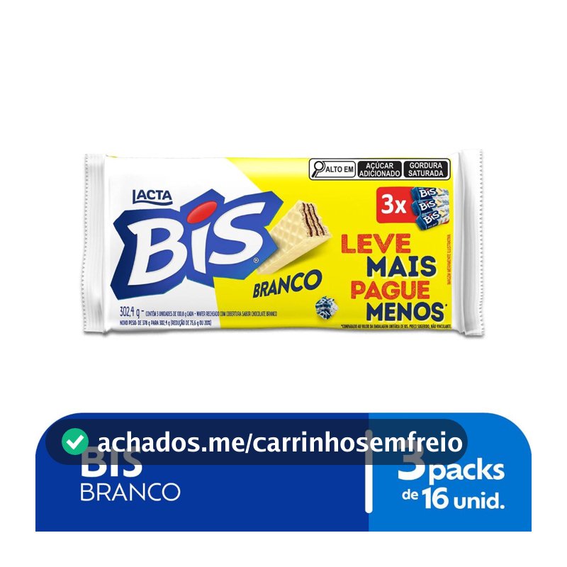Chocolate Bis Branco Laka 302,4G Tripack 100,8G Cada