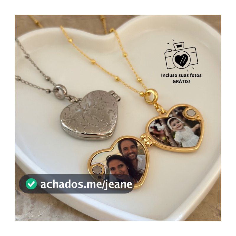 Colar Feminino Delicado Relicário Coração 2 Fotos Gratis Presente