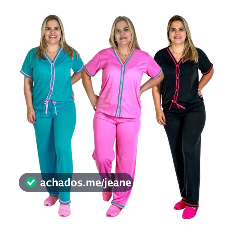 Pijama Americano Com Botoes Manga Curta E Calca Comprida, Blogueirinha
