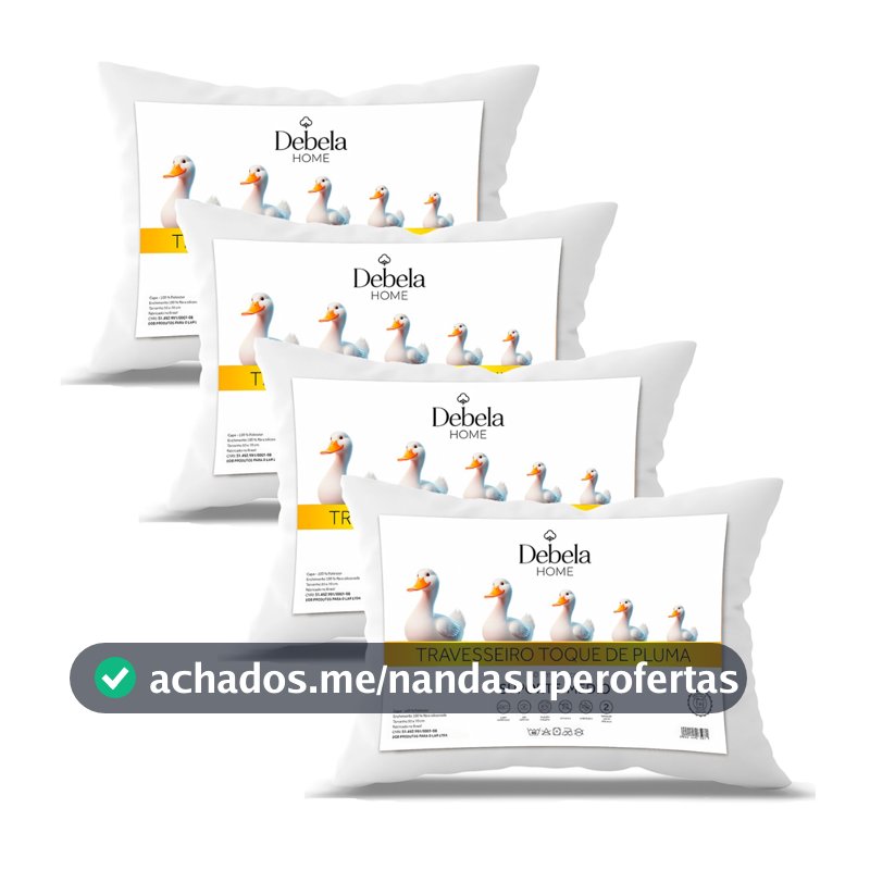 Jogo C/ 4 ou 2 Travesseiro Pluma de Ganso Confortavel e Macio Antiacaro 50x70cm